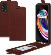 Voor OPPO Realme Q3 Pro Carnaval R64 Textuur Enkele Verticale Flip Lederen Beschermhoes met Kaartsleuven & Fotolijst (Bruin)