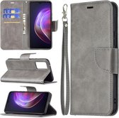 Voor vivo V21 Retro Lamsleer Textuur Pure Kleur Horizontale Flip PU Lederen Case met Houder & Kaartsleuven & Portemonnee & Lanyard (Grijs)