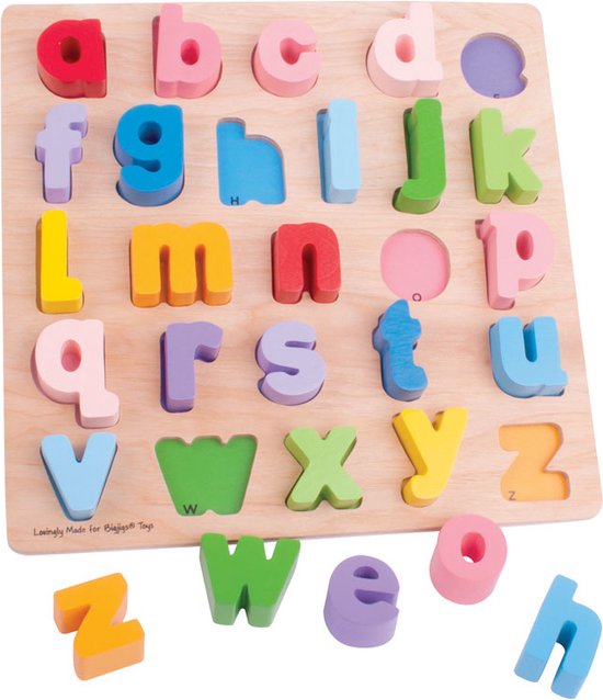 Foto: Bigjigs baby houten abc puzzel kleine letters 