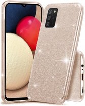 Backcover Hoesje Geschikt voor: Samsung Galaxy A02s Glitters Siliconen TPU Case Goud - BlingBling Cover