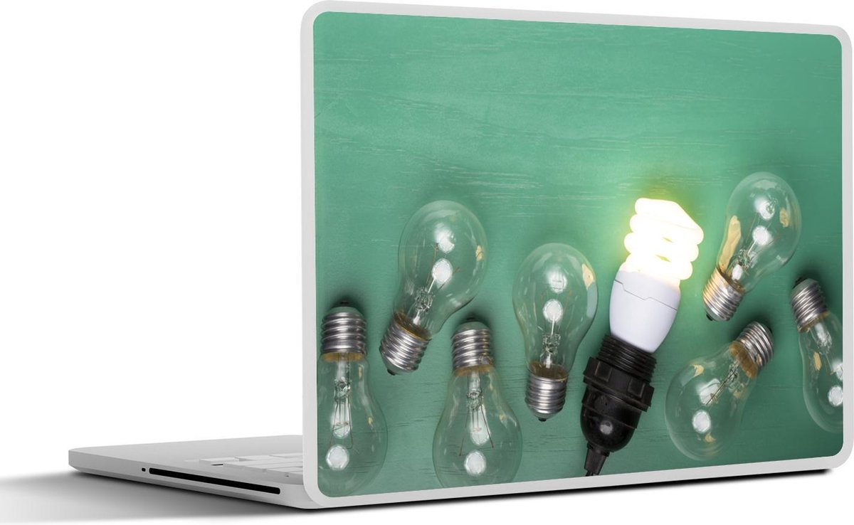 Laptop sticker - 14 inch - Gloeilamp tussen oude gloeilampen - 32x5x23x5cm - Laptopstickers - Laptop skin - Cover
