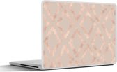 Laptop sticker - 14 inch - Patronen - Roze - Beige - 32x5x23x5cm - Laptopstickers - Laptop skin - Cover