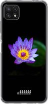 6F hoesje - geschikt voor Samsung Galaxy A22 5G -  Transparant TPU Case - Purple Flower in the Dark #ffffff