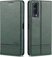 Voor vivo Y53s AZNS Magnetische Kalf Textuur Horizontale Flip Leather Case met Kaartsleuven & Houder & Portemonnee (Donkergroen)