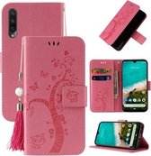 Voor Geschikt voor Xiaomi Mi A3 Reliëf Lucky Tree Horizontale Flip Lederen Case met Houder & Kaartsleuf & Portemonnee & Lanyard (Roze)