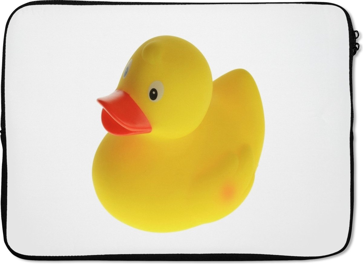 Laptophoes 14 inch - Badeend - Laptop sleeve - Binnenmaat 33x23 cm - Zwarte achterkant