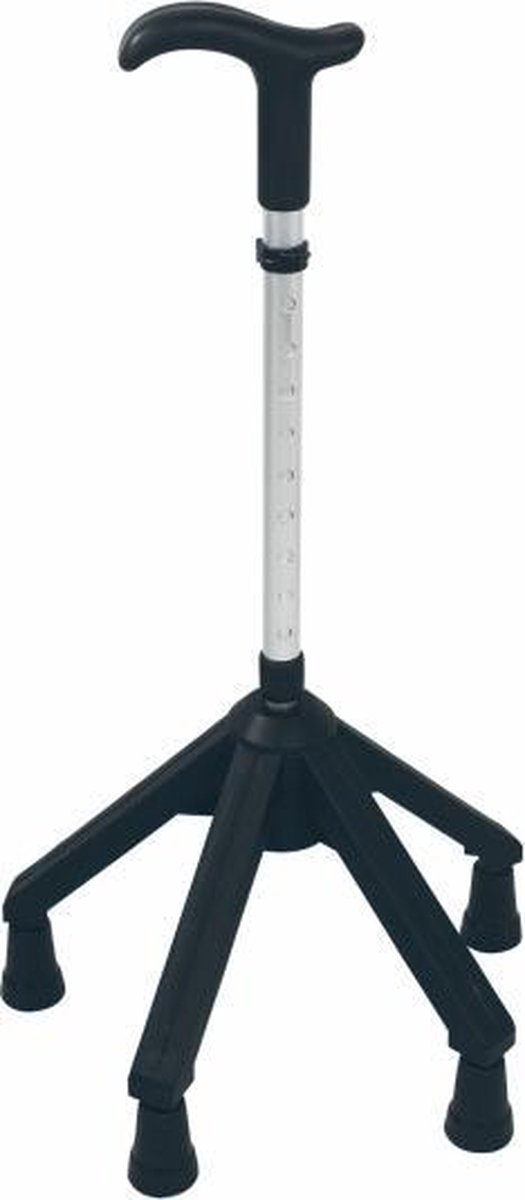 Rebotec Vierpoot Wandelstok Zwart