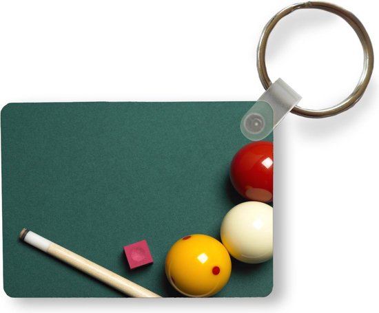 Overtekenen na school Miniatuur Sleutelhanger - Een keu met gekleurde ballen op een biljarttafel - Plastic  | bol.com