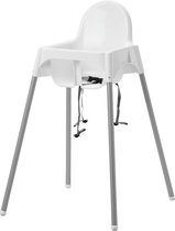 EetStoel Baby - Zinaps Kinderstoel "Antilop" Kinderstoel in wit met veiligheidsriem - Mobiel Bedankt aan verwijderbare benen -  (WK 02124)