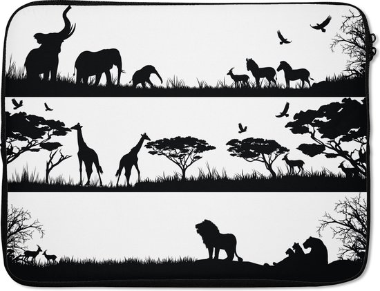 Housse ordinateur 17 pouces 41x32 cm - Illustration Afrique - Housse Macbook & Laptop Une illustration d'un ensemble d'animaux sauvages africains - Housse ordinateur portable avec photo