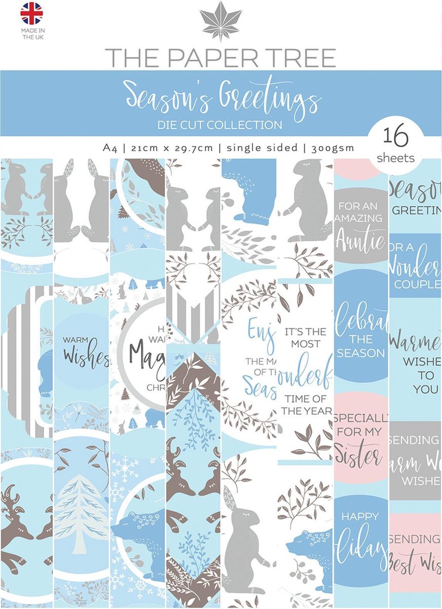 The Paper Tree Embellishments- Season's Greetings - Gestanste afbeeldingen en quotes - 16 vellen - A4