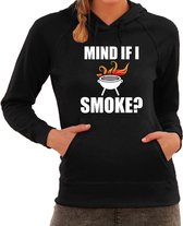 Mind if I smoke bbq / barbecue hoodie zwart - cadeau sweater met capuchon voor dames - verjaardag / moederdag kado XS
