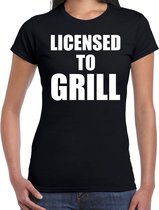 Licensed to grill bbq / barbecue t-shirt zwart - cadeau shirt voor dames - verjaardag / moederdag kado M