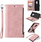 Voor Samsung Galaxy S9 + Side Zipper Back Card Horizontale Flip PU Leather Case met Card Slots & Wallet & Fotolijst & Lanyard (Roze)