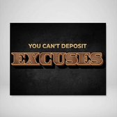 DEVICI Motiverende Wanddecoratie - Muurdecoratie - You Can't Deposit Excuses - Canvas Wall Art Ingelijste Wanddecoratie Kantoor Ingelijste Kunstposters & Kunstprints