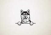 Shiba Inu - hond met pootjes - M - 56x70cm - Zwart - wanddecoratie