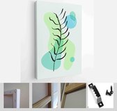 Minimalistic Watercolor Painting Artwork. Earth Tone Boho Foliage Line Art Drawing with Abstract Shape - Modern Art Canvas - Vertical - 1937930698 - 80*60 Vertical