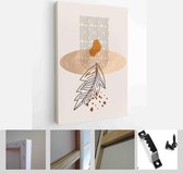 Painting Wall Pictures Home Room Decor. Modern Abstract Art Botanical Wall Art. Boho. Minimal Art Flower on Geometric Shapes Background - Modern Art Canvas - Vertical - 1955054926