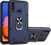 Voor Samsung Galaxy A20s pc + TPU-beschermhoes met 360 graden draaibare ringhouder (koningsblauw)