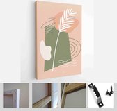 Collection of contemporary art posters in pastel colors. Abstract paper cut geometric elements and strokes, leaves and dots - Modern Art Canvas - Vertical - 1636167877 - 50*40 Vert