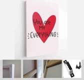 Valentines day red and off-white greeting card vector set with modern calligraphy love messages. You are my happy place, always and forever, be my Valentine - Modern Art Canvas - V