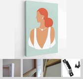 Set of abstract female shapes and silhouettes on textured background. Women portraits in wedding dresses in pastel colors - Modern Art Canvas - Vertical - 1725493639 - 50*40 Vertical
