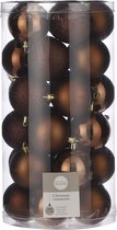 60x Kunststof kerstballen kastanje bruin 6 cm - Onbreekbare kastanje bruine kerstballen 6 cm