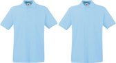 2-Pack maat M lichtblauw polo shirt premium van katoen voor heren - Polo t-shirts voor heren