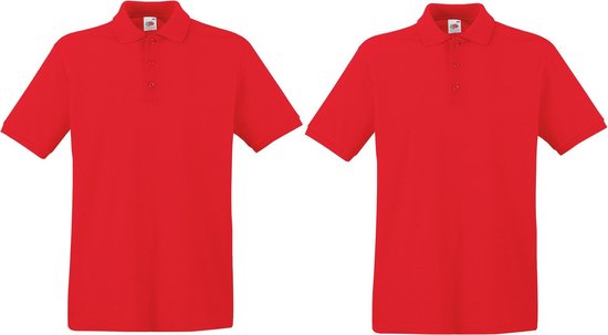 2-Pack maat L rood polo shirt premium van katoen voor heren - Polo t-shirts voor heren