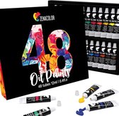 Olieverf Set - 48 buizen Zinaps Oil Paint - Pack van 48 x 12 ml - Kunstenaarsverf Set in professionele kwaliteit - Unieke kunstenaarset met 48 verschillende kleuren - Ideaal voor of volwassen