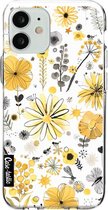 Casetastic Apple iPhone 12 Mini Hoesje - Softcover Hoesje met Design - Flowers Yellow Print