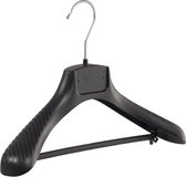De Kledinghanger Gigant - 40 x Mantel / kostuumhanger kunststof zwart met schouderverbreding en broeklat, 34 cm