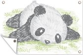 Muurdecoratie Dieren - Panda - Gras - 180x120 cm - Tuinposter - Tuindoek - Buitenposter