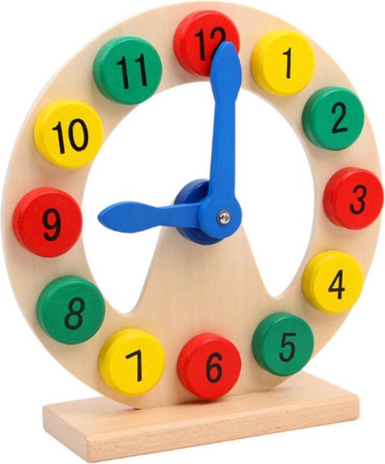 Buxibo Houten Oefenklok - Leren Klokkijken - Tijd Leren - Speelgoed Klok