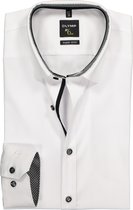 OLYMP No. Six super slim fit overhemd - wit (zwart contrast) - Strijkvriendelijk - Boordmaat: 42