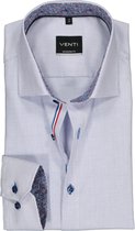 Venti Modern Fit overhemd - blauw met wit mini dessin structuur (contrast) - Strijkvrij - Boordmaat: 41