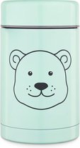 Gobelet en acier inoxydable Navaris - Bouteille thermos avec motif ours pour enfants - Isolante - Pour aliments chauds et froids - Vert menthe