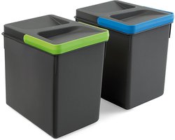 Emuca Recyclingcontainers voor keukenlade, hoogte 216 mm, 2x6L, Actraciet grijs