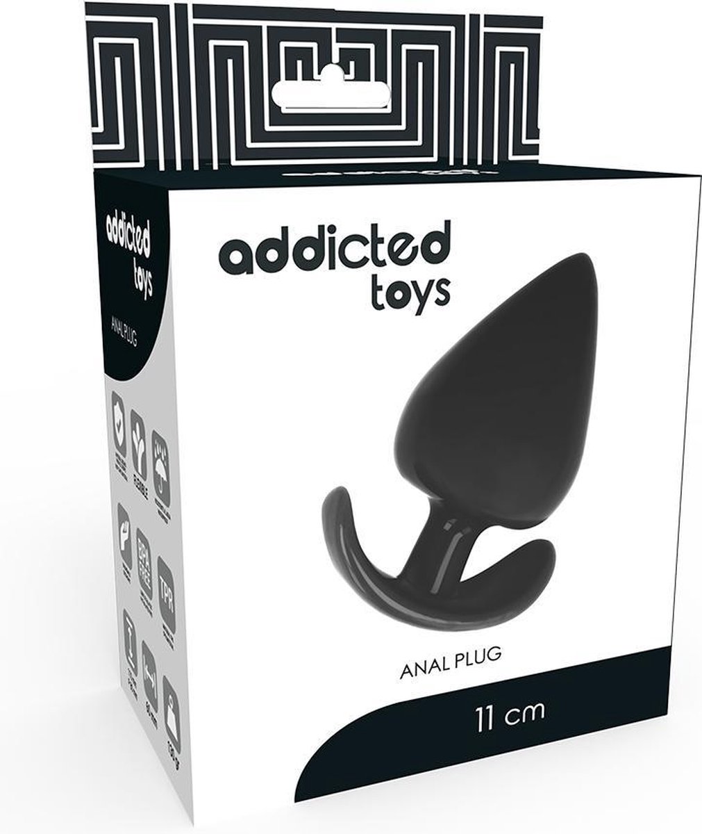 Addicted Toys - Buttplug - Siliconen - 11 X 6cm - Zwart