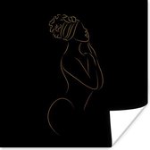 Affiche Femme - Chapeau - Noir et or - 100x100 cm XXL