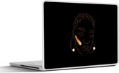 Laptop sticker - 10.1 inch - Vrouw - Goud - Line art - 25x18cm - Laptopstickers - Laptop skin - Cover