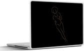 Laptop sticker - 11.6 inch - Vrouw - Goud - Zwart - Line art - 30x21cm - Laptopstickers - Laptop skin - Cover