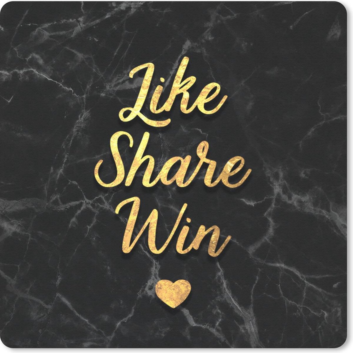 Muismat 20x20 cm - Mousepad Actie - Win - Goud - Marmer print - Muismatten