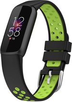 Siliconen Smartwatch bandje - Geschikt voor  Fitbit Luxe sport band - zwart/groen - Strap-it Horlogeband / Polsband / Armband