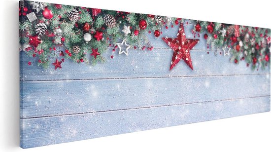 Artaza Canvas Schilderij Kerst Achtergrond Met Sneeuw Op Tafel - 90x30 - Foto Op Canvas - Canvas Print