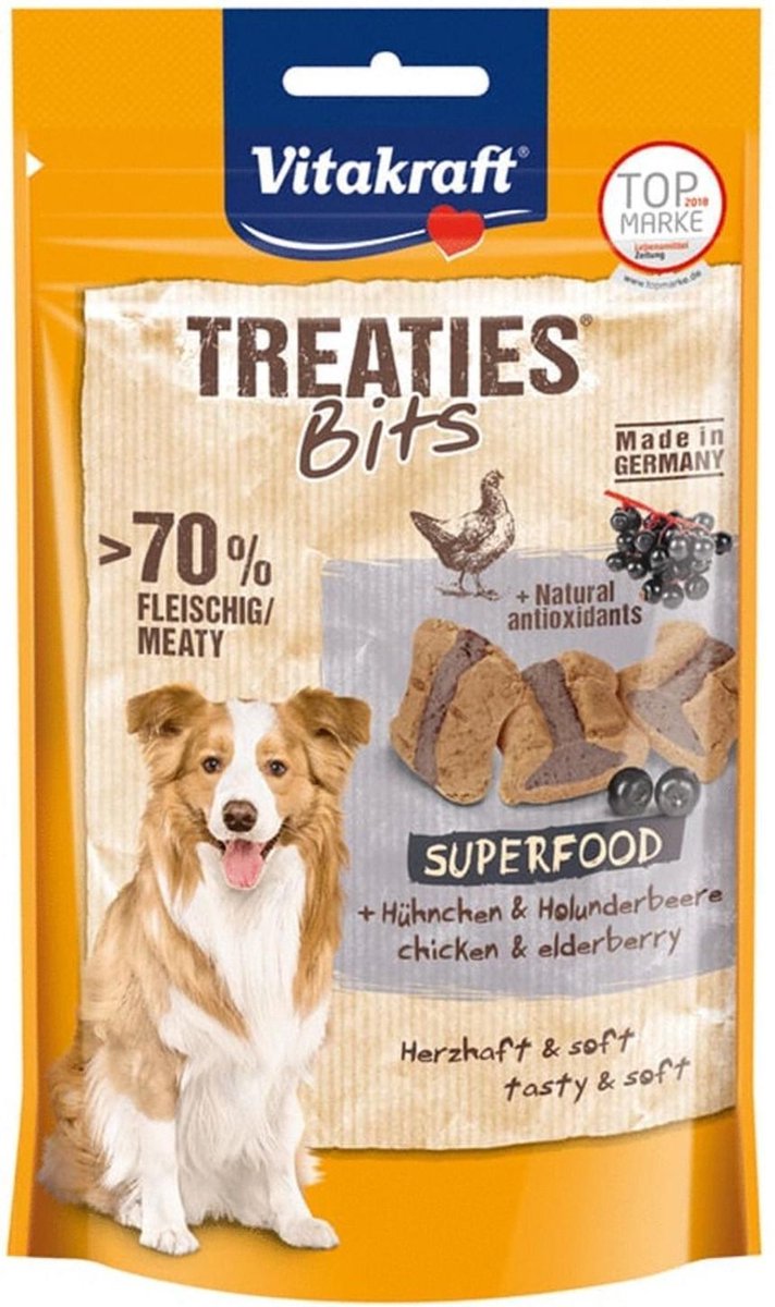 Vitakraft Treaties bits superfood | 100 g,kip vlierbessen