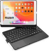 Case2go - Bluetooth toetsenbord Tablet hoes geschikt voor iPad 2021/2020/2019 - 10.2 Inch - QWERTY - met Touchpad & Toetsenbord verlichting - 360 graden draaibaar - Zwart