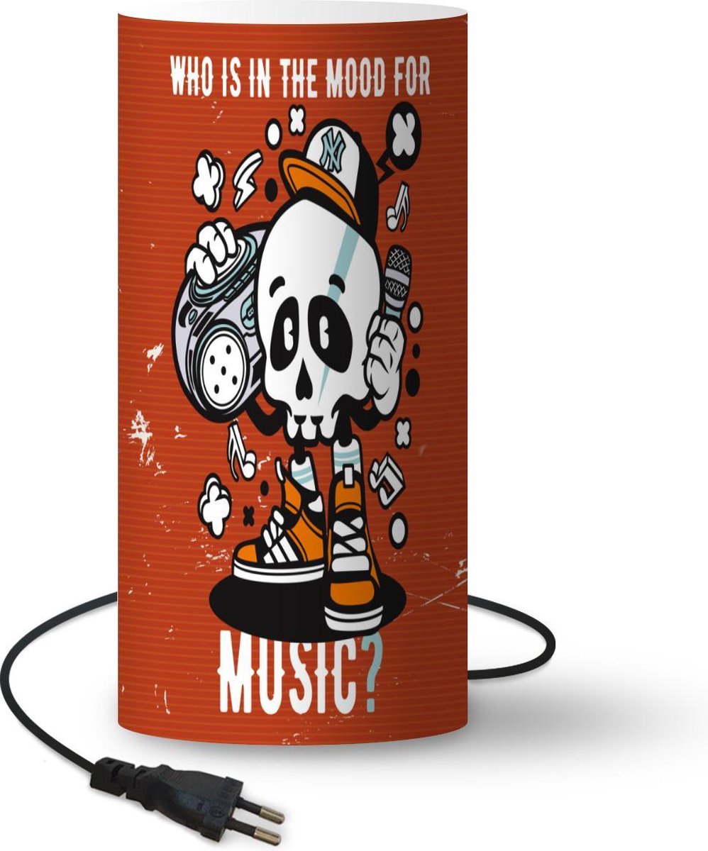 Lamp - Nachtlampje - Tafellamp slaapkamer - Vintage - Schedel - Muziek - 33 cm hoog - Ø15.9 cm - Inclusief LED lamp