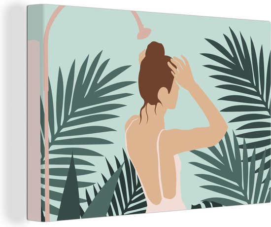 Toile Peinture Été - Femme - Douche - 30x20 cm - Décoration murale