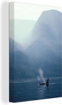 Canvas Schilderij Orka - Water - Brits Columbia - 20x30 cm - Wanddecoratie